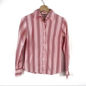 Vintage Y2K J. Crew Pink Striped Button Down
